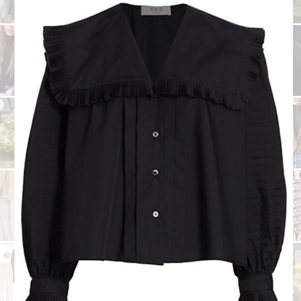 Sea pleated Charlie long sleeve blouse, S, NWT
